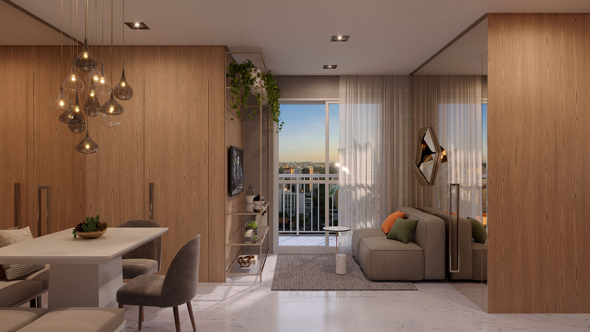 Living Padrao do Apartamento de 44m² do VIVA BENX STAR CONCEICAO